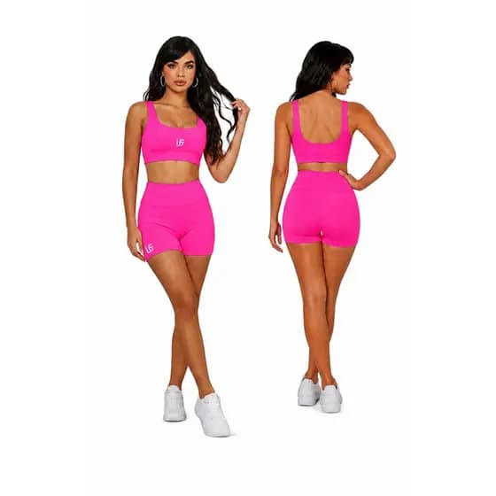 Conjunto Feminino Academia Meia Coxa Short E top Fitness alta Compressão Zero transparência