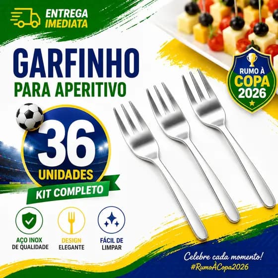 Kit 36/24/12 Garfos de Aperitivo Inox Pequenos Para Queijos, Frios, Frutas e Receber Convidados