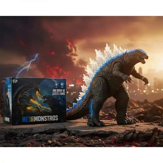 Brinquedo Godzilla Rei Dos Montros Com Luzes Led E Som