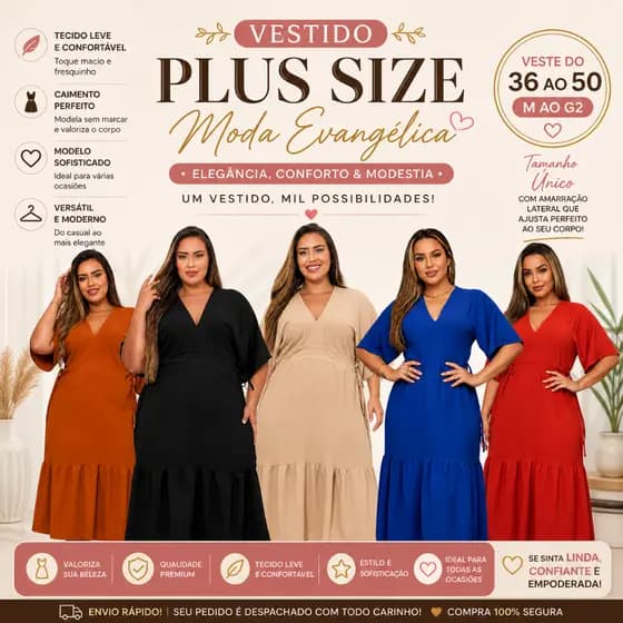 Vestido Feminino Plus Size Evangélico Crepe Duna Vestido Midi Casual Elegante Trabalho Passeio Culto