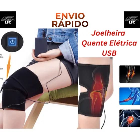 Joelheira Quente Elétrica USB Para Alivio De Dores No Joelho Infravermelho com 3 Temperaturas