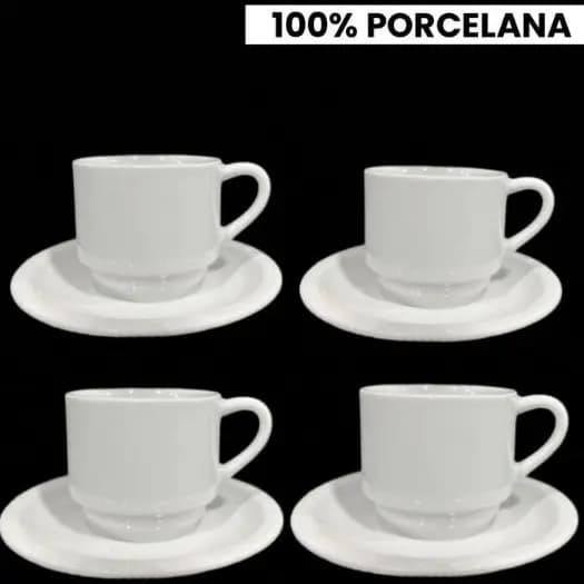 Xícaras empilhavel de Café chá com Pires 150ml Kit para Café chá cantinho do café porcelana 1° linha