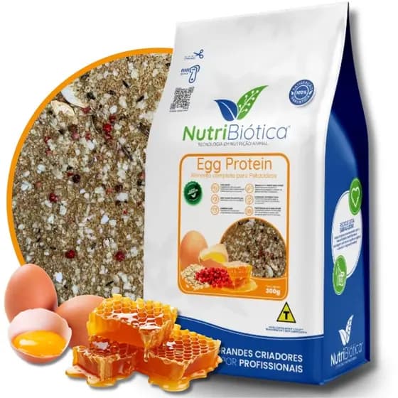 Ração Farinhada Egg Protein Psitacídeos Agapórnis Super Premium 300g Nutribiótica Calopsita Ringneck