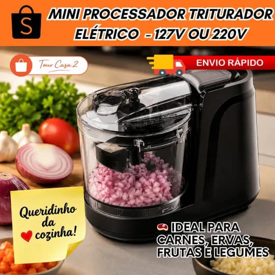 Mini Processador Triturador Elétrico Alho Temperos Cortador Alimentos