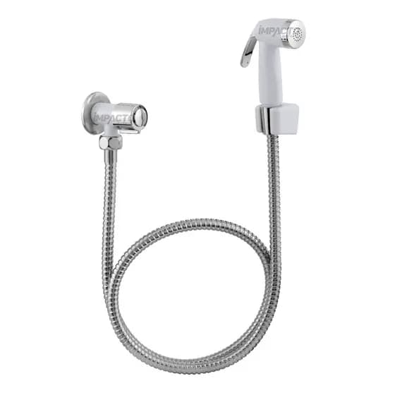 ducha higienica para banheiro intima em abs branca e cromada mangueira 1,20 cm .