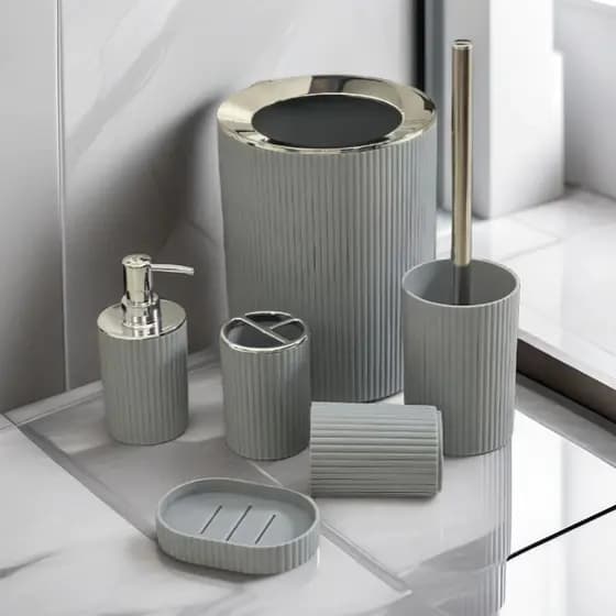 Kit Acessórios Banheiro Elegante Sofisticado Casa Pote Lixeira Porta Saboneteira Caixa Suporte