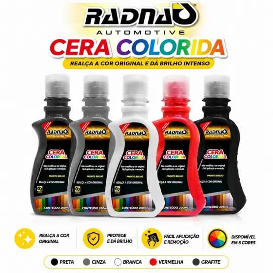 Cera Colorida Automotiva Premium Liquida Carro 200ml Radnaq