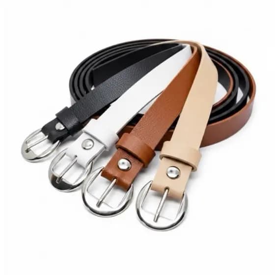 Kit 4 Cintos Feminino Fino Largura 2.0cm Fivela Prata Moda Blogueira Elegante Casual – Brenda