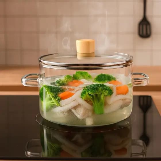 Tigela Caçarola de Vidro com Tampa 1,5L Resistente ao Calor Ideal para Cozinhar e Servir