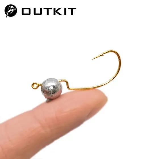 OUTKIT Jig Mini Anzol De Cabeça 1g/2g/3g 10pcs/Lot Rockfishing Hook Lure Grank Acessórios De Pesca De Minhocas Macias