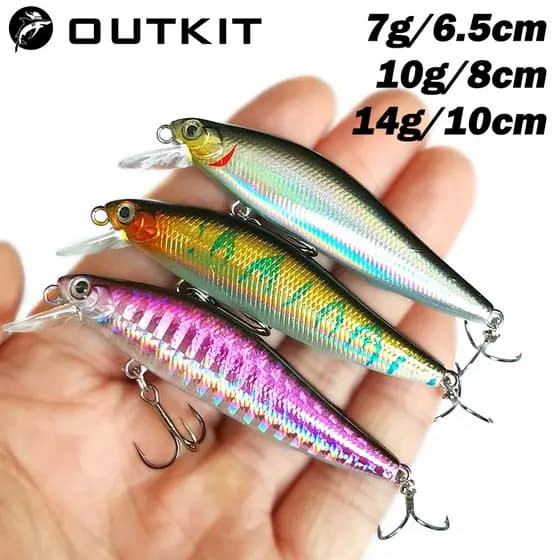 OUTKIT 1 Pçs Isca De Pesca Minnow 7g10g Afundando Artificial 3D Olhos Plástico Wobblers Enfrentar Sistema Magnético De F