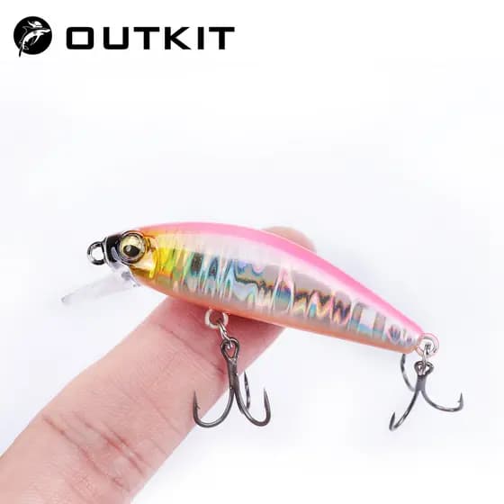 OUTKIT Mini Laser Duro Minnow Afundando Isca 6g10g Wobbler Jerkbait Manivela Iscas De Pesca Gancho Baixo Fresco Equipame