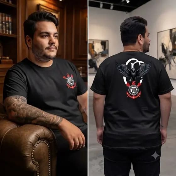 Camiseta Corinthians Gavião Oversized 100% Algodão Premium Fio 30.1 Streetwear Estilo Rua Unissex Moda Urbana Torcedor