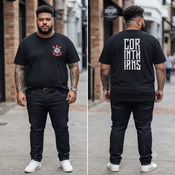 🏆 Camiseta Corinthians Oversized Unissex 100% Algodão Camisa Time Masculina Feminina Streetwear Casual Premium águia 🦅