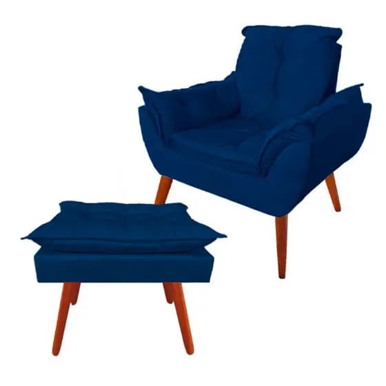 Poltrona Confortável + Puff Pufe Opalla Decoração Suede Premium Cores