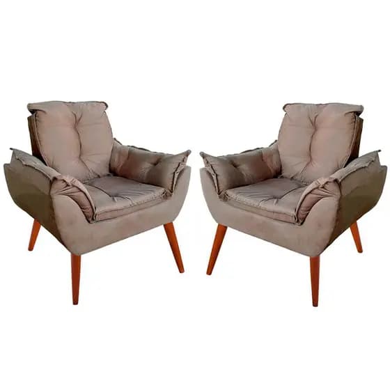 Kit 2 Poltronas Decorativa Opala - Poltrona Para Recepção - Poltrona Para Sala De Estar E Recepção