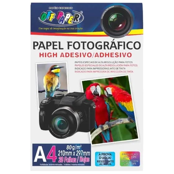 Papel Fotográfico Adesivo A4 80g Com 20 Folhas