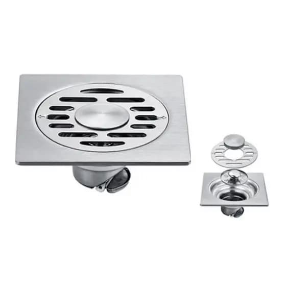 Ralo Inox Premium Quadrado, Proteção Contra Odores e Insetos, Grelha Inox com Filtro Resistência