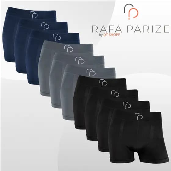 Kit 10 Cuecas Boxer Sem Costura em Microfibra Rafa Parize - Adulto
