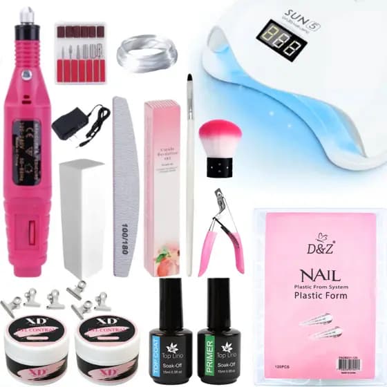 Kit Alongamento Unha Gel Fibra Manicure Iniciante Caneta Motor Nail
