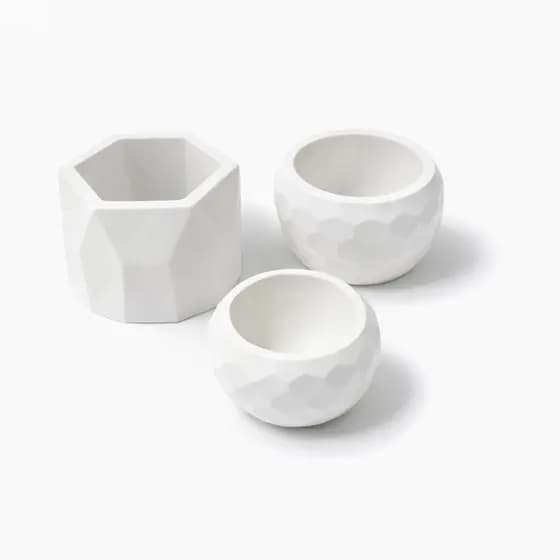 kit 3 mini vaso decorativo de gesso texturizado para suculentas, cactos , plantas e velas