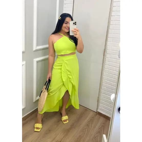 conjunto envelope saia transpassada moda feminina blogueira viscose