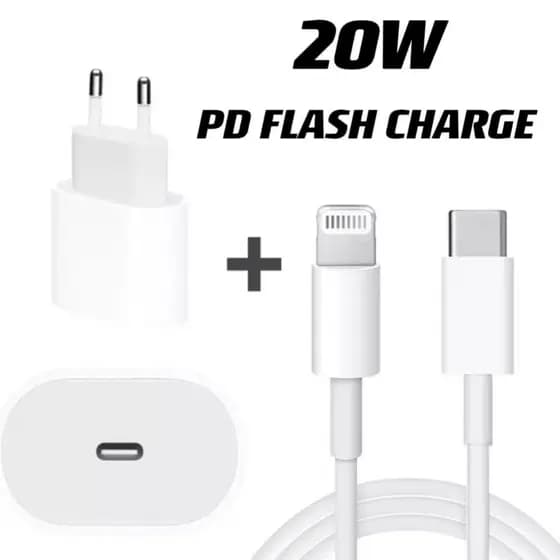 Kit Carregador Para iPhone Fonte + Cabo 20w PD Turbo Rapido Tipo C Lightning