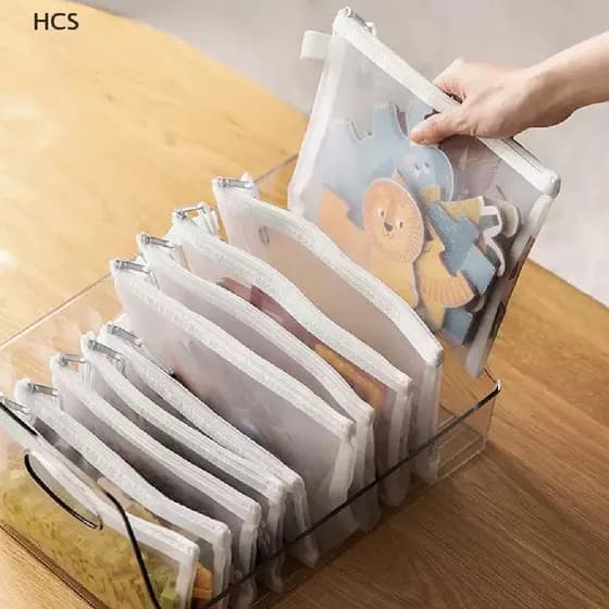 Kit 03 Saco De Armazenamento Saquinho De Organizador Arquivo Com Zíper À Prova D'água Pastas Escolar