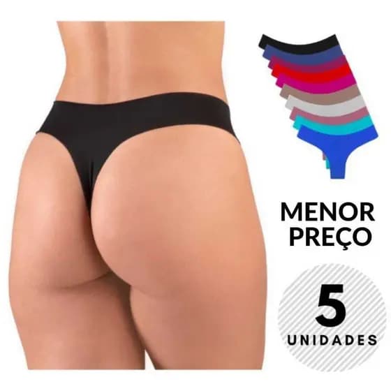Kit 5 - Calcinha Tanga Fio Dental Sem Costura Corte A Laser