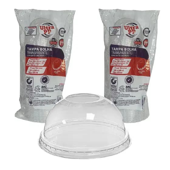 100 TAMPAS BOLHA SEM FURO P/COPO 400ml 500ml COPO ISOPOR 240ml 300ml