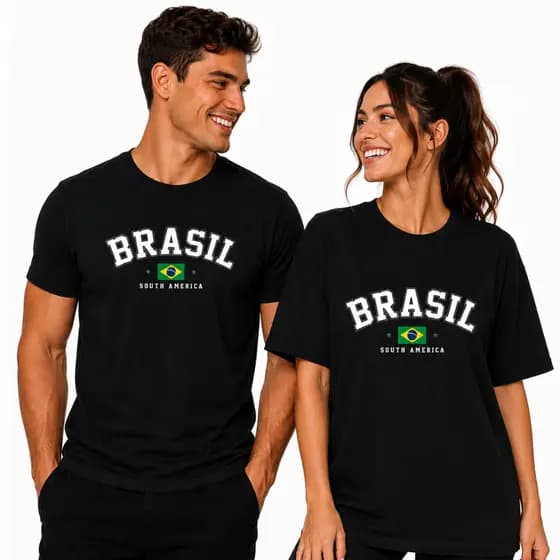 Kit 2 Camisetas Brasil Casal Seleção Copa Unissex