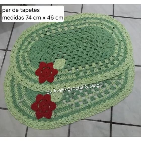 Par de Tapetes de Crochê para porta de entrada banheiro cozinha decoração