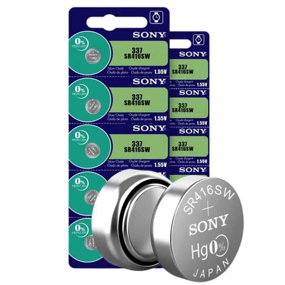 Bateria Sony 337 SR416SW 1.55V Pilha ponto escuta eletrônica