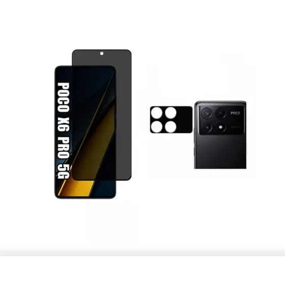 Kit película Para Câmera + Pelicula anti Spy 3D Xiaomi POCO X6 Pro / Pelicula de privacidade