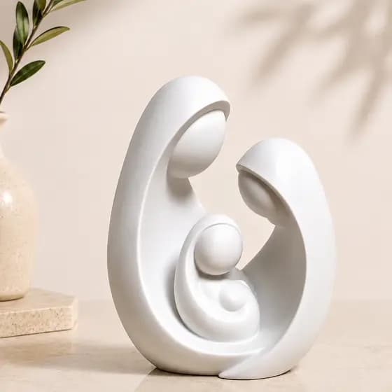 Escultura Decorativa Sagrada Família Minimalista – 12 cm Presépio