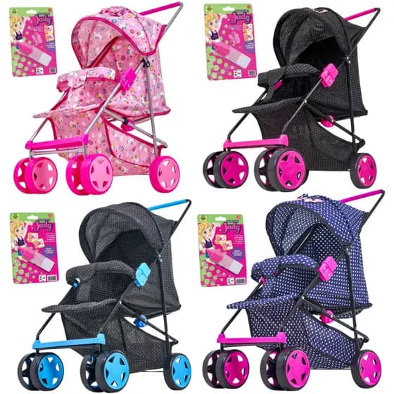 Carrinho De Boneca Milano Infantil Grande Rosa P/ Bebê Reborn + Mamadeira - Brinquedos Para Menina