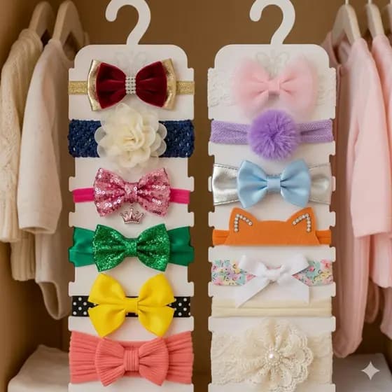 Porta Faixa Infantil Organizador Baby Cabide Para Lacinhos Tiaras em MDF