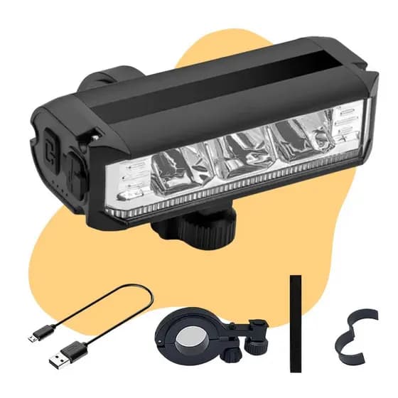 Lanterna Farol de Bicicleta 3 Led´s Alto Brilho 900 Lúmens 5 Modos de Luz Recarregável Usb