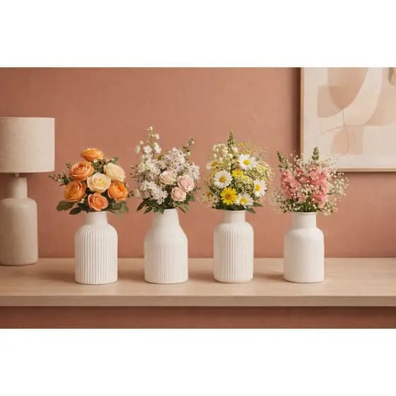 Kit 4 Vasos de Gesso Alongados para Plantas Artificial Arranjo de Casamento Pintura Artesanato