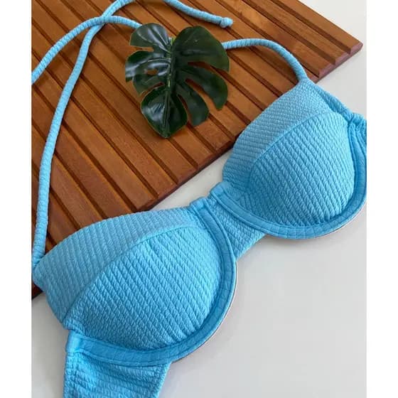 Top Biquini Meia Taça Retro com Aro