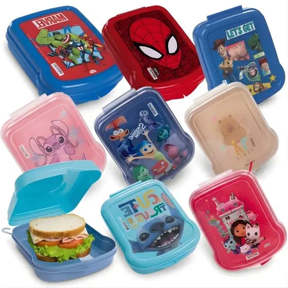 Porta Sanduiche da Disney Sanduicheira Princesas Stitch Homem Aranha Marvel Capivara Hulk Plasutil