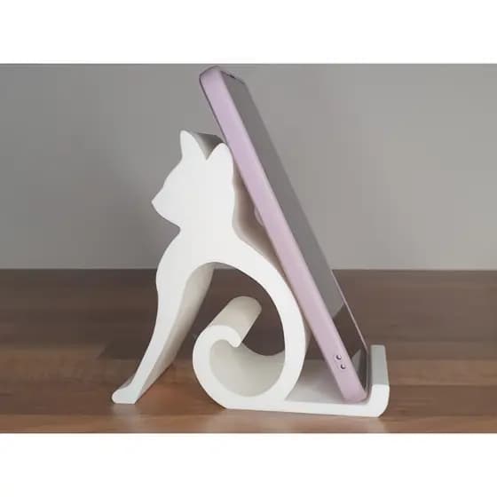 Suporte de Celular Gato – Dock Decorativo em Impressão 3D para Mesa e Criado‑Mudo