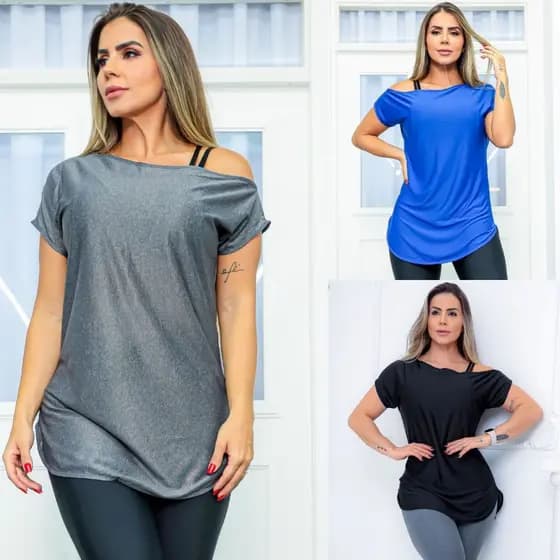 Blusa Academia Feminina Dryfit Ombro Só Confortável Dia a Dia Toque Suave Pronta Entrega Oferta