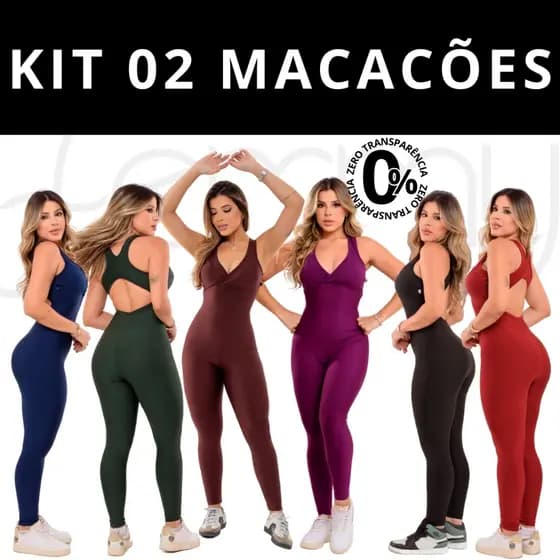 KIT 2 Macacão Longo Legg Fitness Academia (BOJO REMOVÍVEL) ZERO TRANSPARENCIA