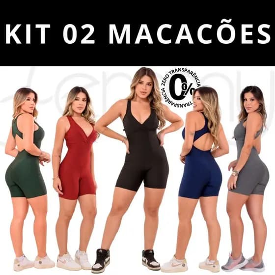 KIT 2 Macaquinho Macacão Fitness Academia EXCELENTE QUALIDADE (COM BOJO REMOVIVEL)
