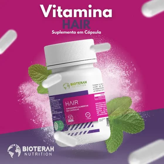Suplemento Complexo Vitamínico A D E C B Cabelos Unhas Pele Com Vitaminas Minerais - Hair 30caps