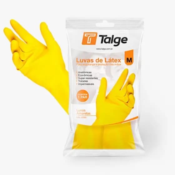 Kit 6 Pares Luva Latex Talge Amarela CA 27803