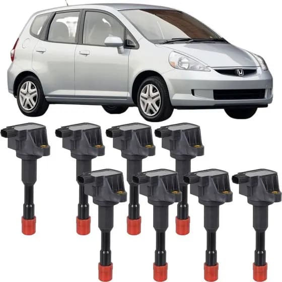 Kit 8 Bobina De Ignição Dianteira Traseira Honda Fit 1.4 8V 2004 2005 2006 2007 2008