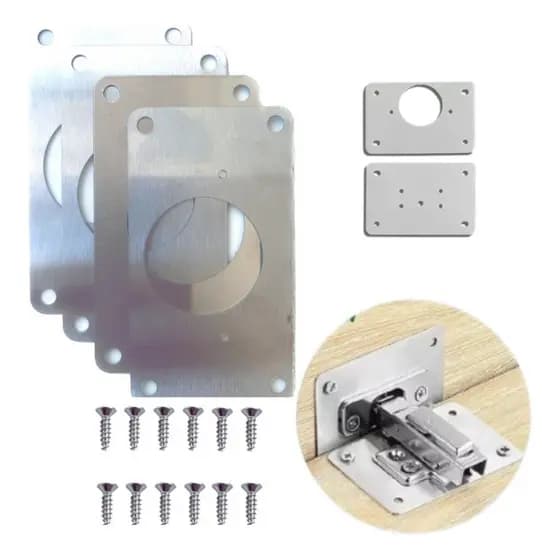 Kit Placa para Repado de Porta Dobradica Armário Cozinha MDF Gabinete Rack Conserto Fácil Pratico