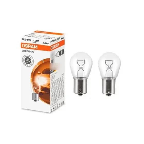 Par de Lampadas com 1 Polo Osram para Lanterna Freio Original 12V 21W BA15s 7506 P21W